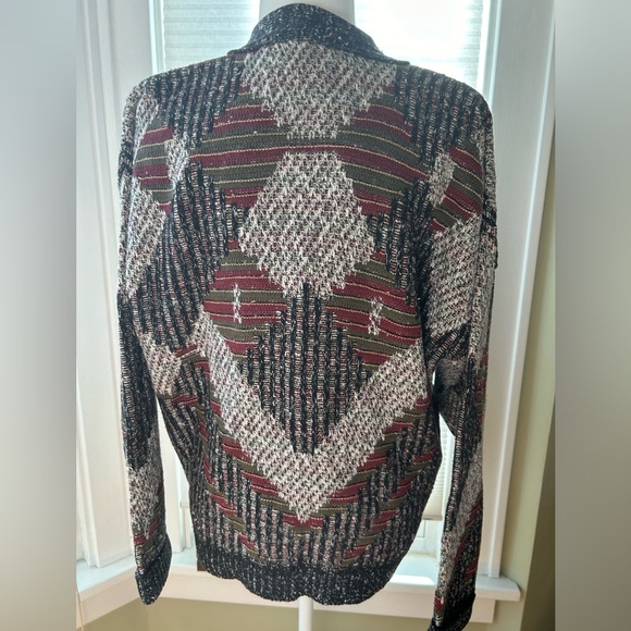 Vintage Winona Knits 80’s retro cardigan black burgundy Made in USA size large - Picture 6 of 8
